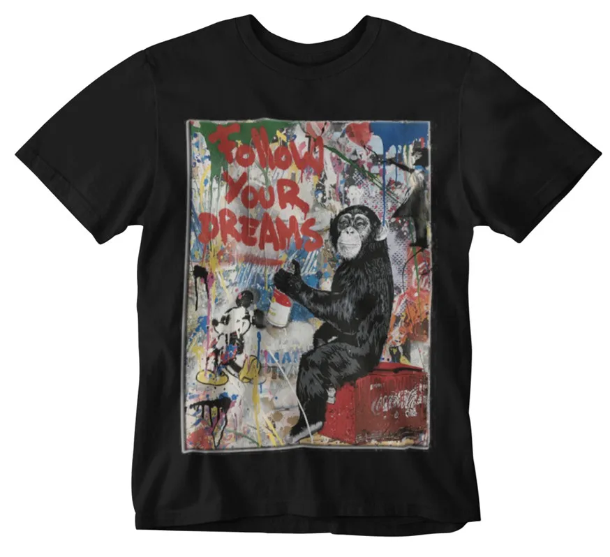 Футболка banksy Follow Your Dreams футболка с изображением обезьяны уличное искусство