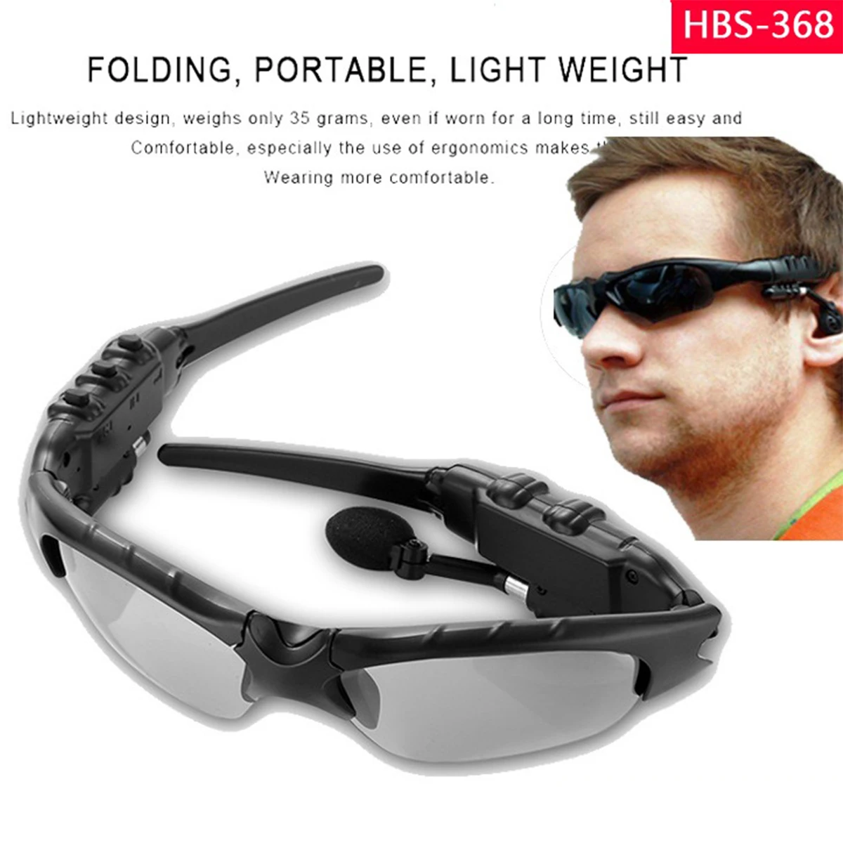 Sunglasses Bluetooth Headset Outdoor Glasses Earbuds Music With Mic Stereo Wireless Headphone