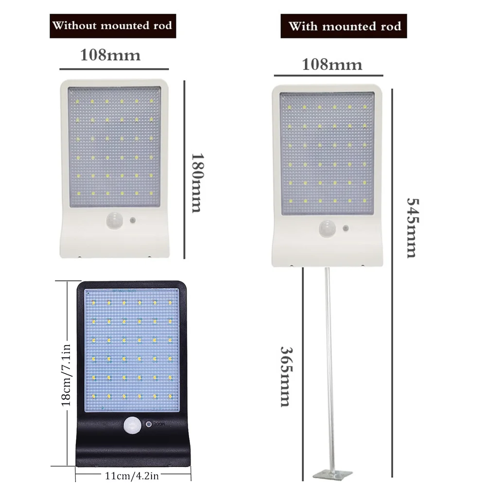 2/4pcs 48 Led Solar Powered Lighting Outdoor Garden Yard Path Wall Landscape Lamp Black Lantern LED Light Lamps security garden