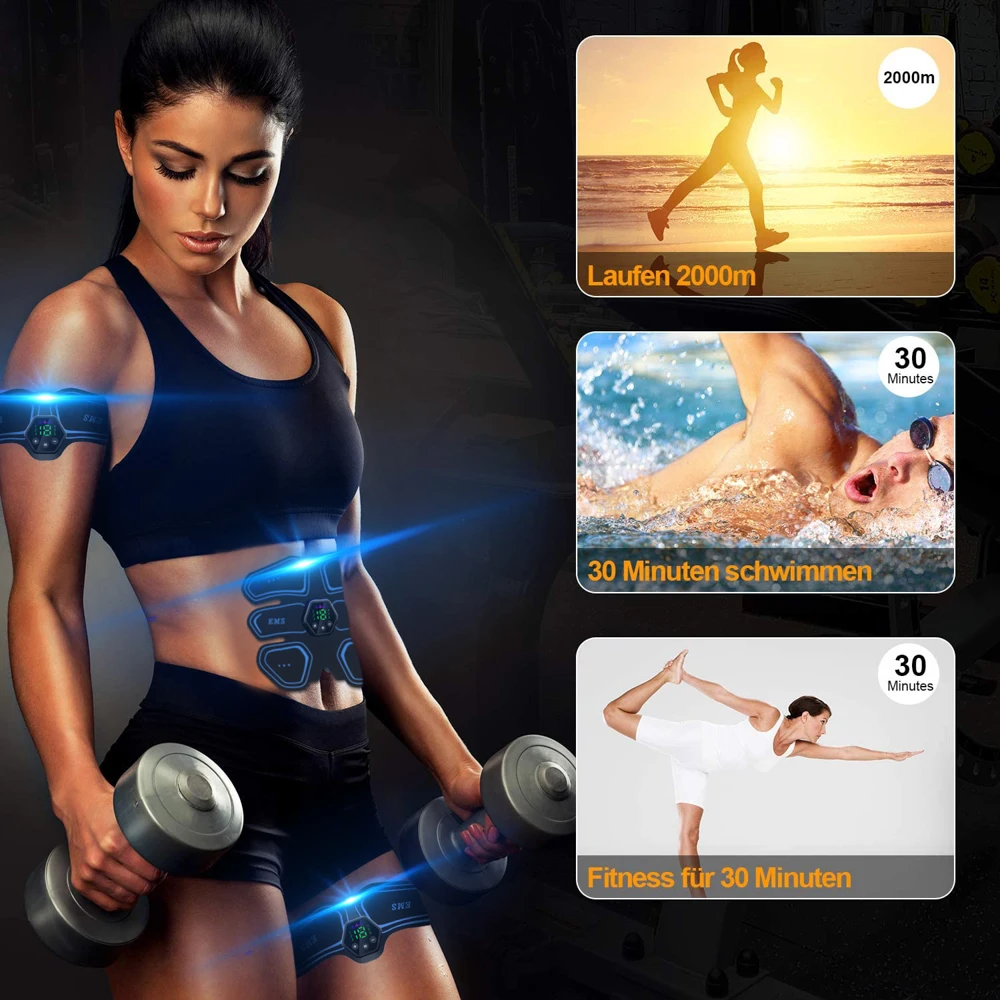 Muscle Stimulator USB/Battery Muscle Stimulator EMS Abdominal Hip Trainer LCD Display Toner Abs FitnessTraining Home Gym Weight Loss Body Slimming