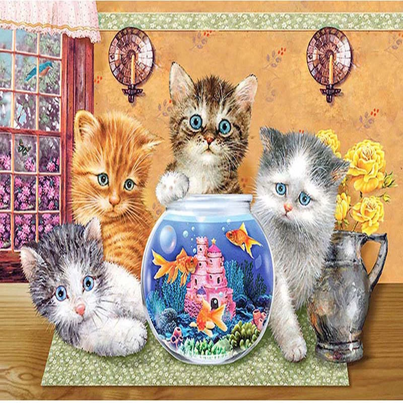 

5D DIY Diamond Painting Cartoon Cats Animals Full Round Embroidery Crystal Mosaic Cross stitch Adults Art New Arrival Handmade