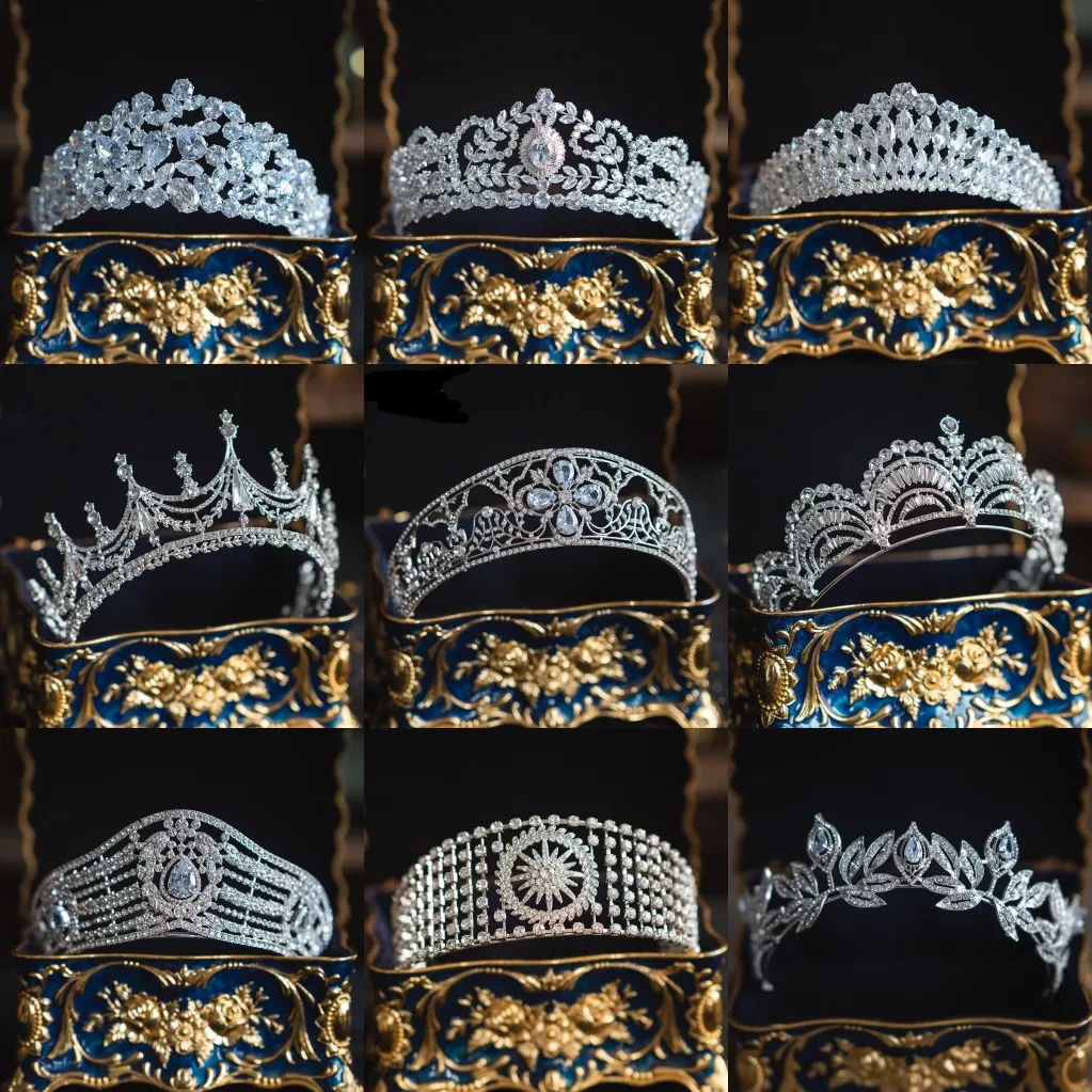 LuxuryBaroqueRhinestonePageantDiademCubicZirconiaCrownCrystal