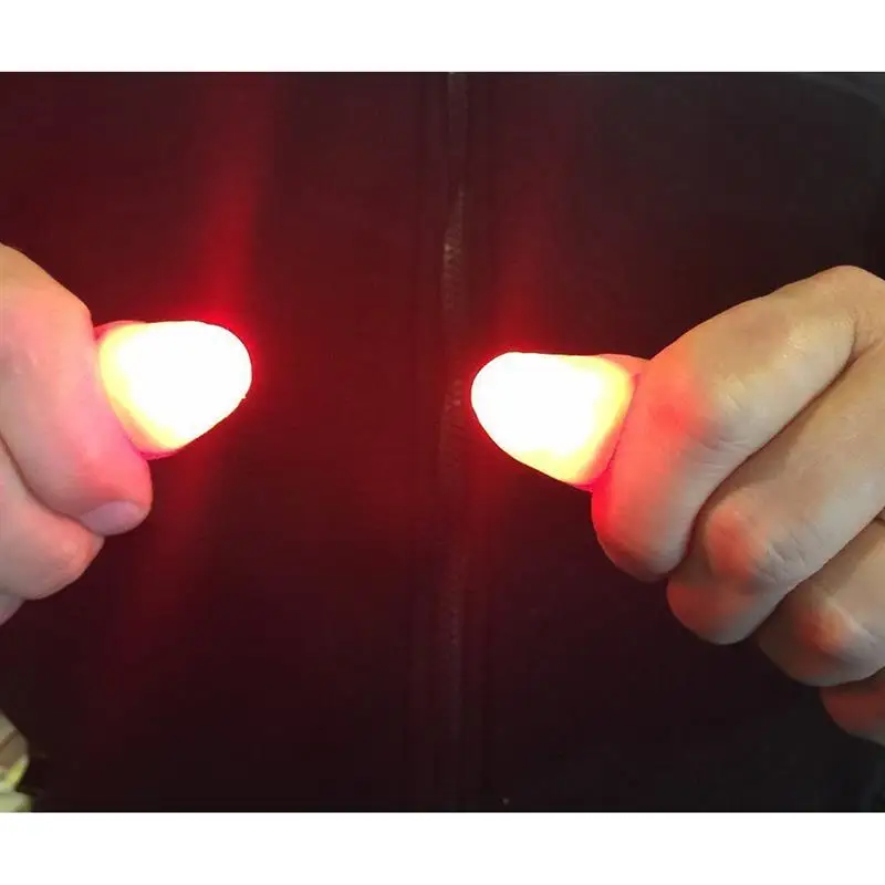 

1 Pair Creative Magic Red Light Up Thumb Tips with LED Red Magic Thumb Tip Light Illusion Soft Standard Size 2 Pcs Props Gift E