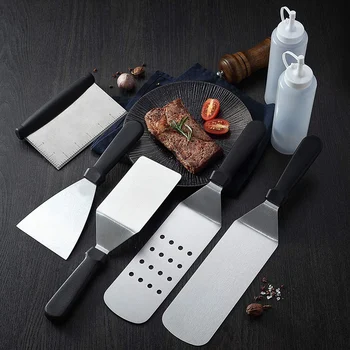 

BBQ Griddle Accessories Set, BBQ Griddle Accessories Kit with Heavy Duty Scraper Spatula Turner and Bottles