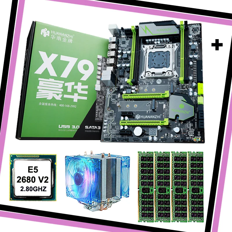 ^Cheap Brand motherboard with M.2 slot HUANAN ZHI X79 motherboard CPU RAM set CPU Intel Xeon E5 2680 V2 SR1A6 RAM 32G(4*8G) 1600 RECC ^Cheap Brand motherboard with M.2 slot HUANAN ZHI X79 motherboard CPU RAM set CPU Intel Xeon E5 2680 V2 SR1A6 RAM 32G(4*8G) 1600 RECC