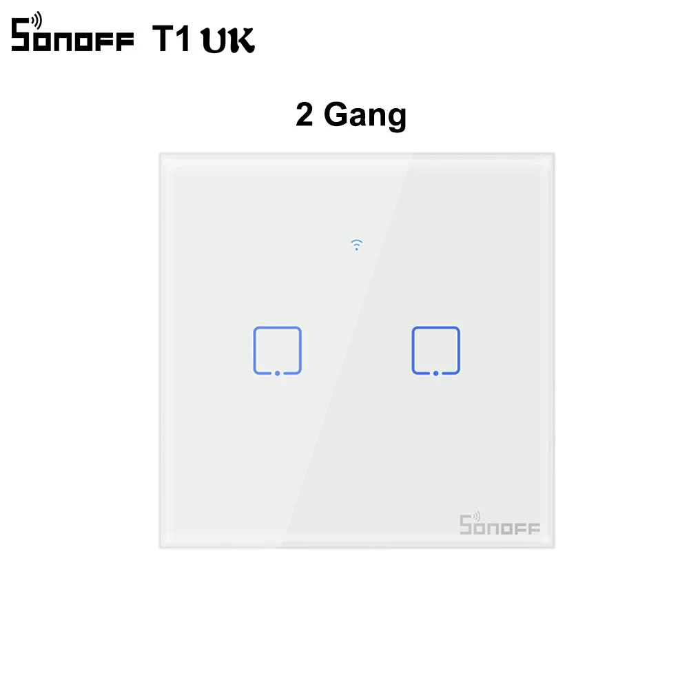 Интеллектуальный выключатель света SONOFF T1 T2 T3 Интеллектуальный переключатель Wi-Fi Сенсорный экран пульт дистанционного управления 1/2/3 433 МГц RF/Голосовое управление/приложение/сенсорный экран Управление умный дом Alexa Google Home - Color: Sonoff T1 UK 2 Gang