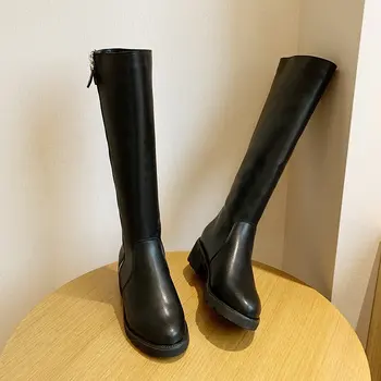 

Riding Boots Women Shoes Knee High Boots Heels Metal Zipper Thigh High Boots Knee Winter Shoes Women Botas Para Mujer