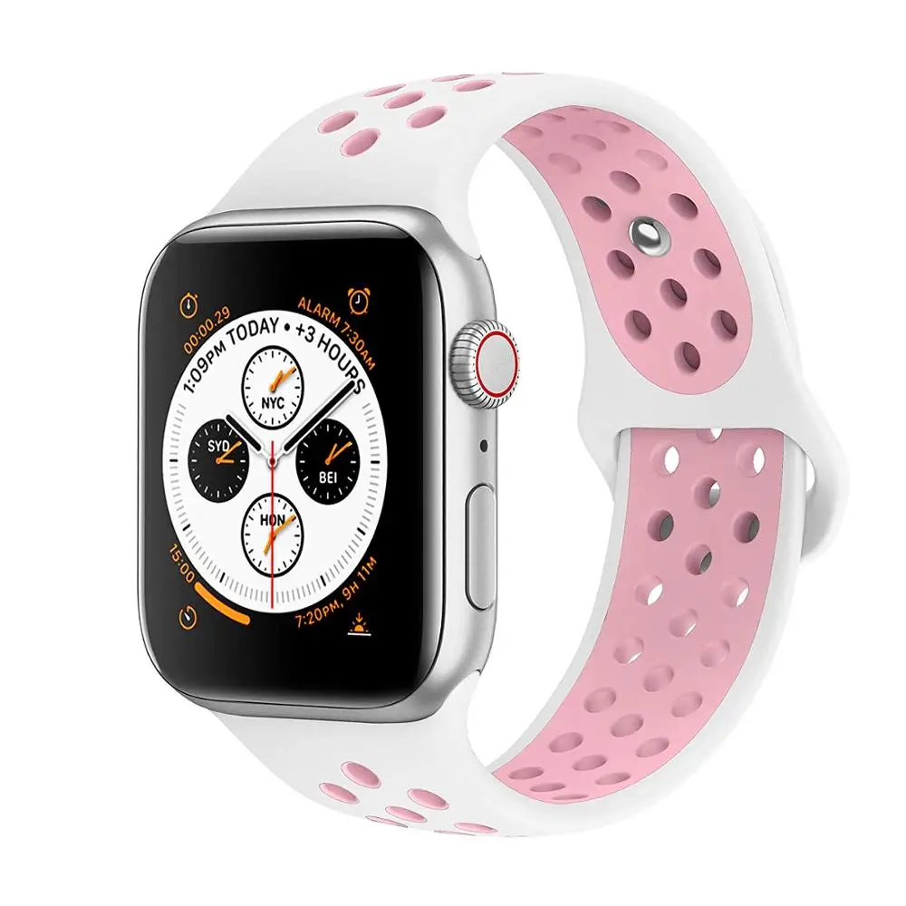 Ремешок для наручных часов Apple Watch 4 3/2/1 30 color38MM 40 мм Силиконовые из дышащего материала для наручных часов iWatch, сменный ремешок Спортивная петля серии 4 42 мм 44 мм - Цвет ремешка: 14