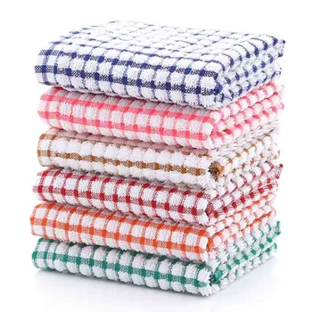 

1PC Cleaning Cloth Soft Tea Towels Terry Cotton Kitchen Dish Cloths Clean Microfibre Absorbent Non-stick loth