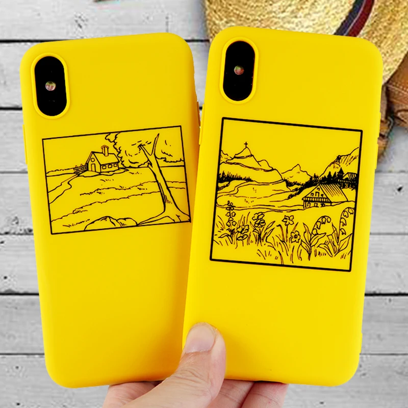 Persomality Phone Cases for IPhone X XS MAX XR 8 7 6s Plus Case landscape Soft Silicone Fitted Candy Back Covers Accessories |