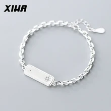 XIHA браслет из стерлингового серебра 925 пробы, массивная цепочка, геометрический браслет «Лучший Друг» для женщин, подарок для девушек, Прямая