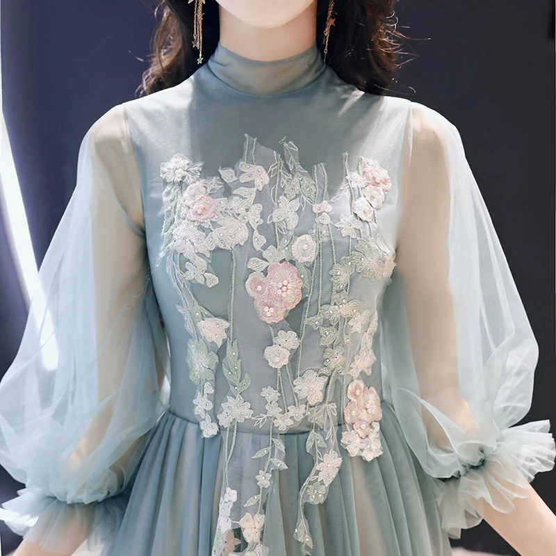 Это Yiiya вечернее платье элегантные вечерние платья с аппликацией длинные кружевные Зеленые Вечерние платья размера плюс халат de soiree LF160