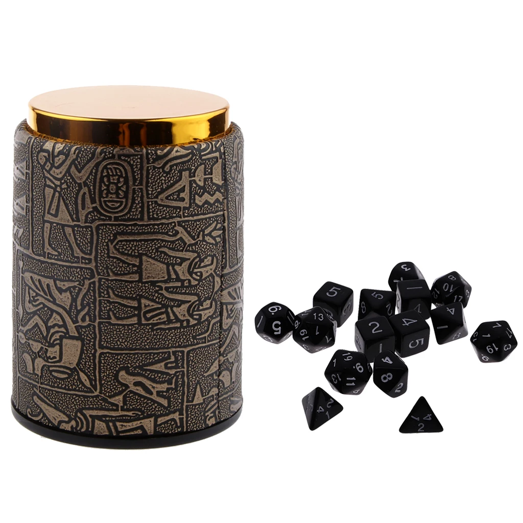 16pcs Multi Sided Dice TRPG Games Dungeons & Dragon D4-D20 Dice w/ Bags Cup