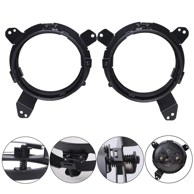 7 inch LED Headlight Adapter Stainless Steel Omni-Directional Adjust Mounting Brackets Extension Adapter Rings for- Jee