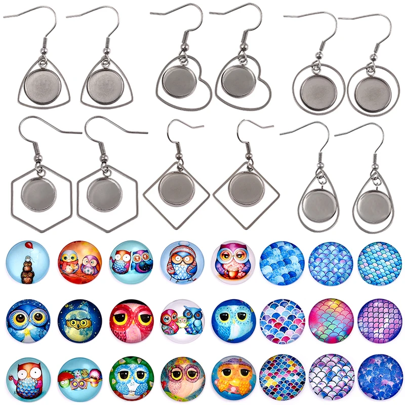 40 шт. серьги из нержавеющей стали основы для крючков с изображением совы