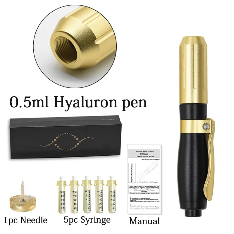 0.5 Black Pen Kit 0,3 мл и 0,5 мл пистолет для инъекций кислоты Гиалуроновая кислота ручка без игл мезотерапия неинвазивный распылитель для против морщин губ - Номер модели: 0.5 Black Pen Kit