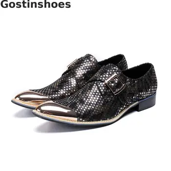 

Genuine Leather Men Shoes Casual Hasp Derby Shoes Polka Dots Decoration Fashion Men Leisure Shoes Buckle Strap Party Shoes