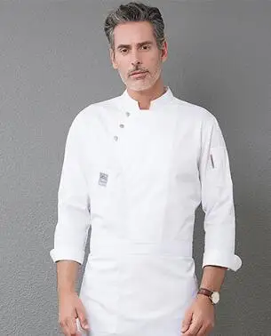 Униформа шеф-повара унисекс с длинным рукавом рабочая одежда для пекарни ресторана кухни питание шеф-повара куртки еда обслуживание воздухопроницаемые комбинезоны - Цвет: white