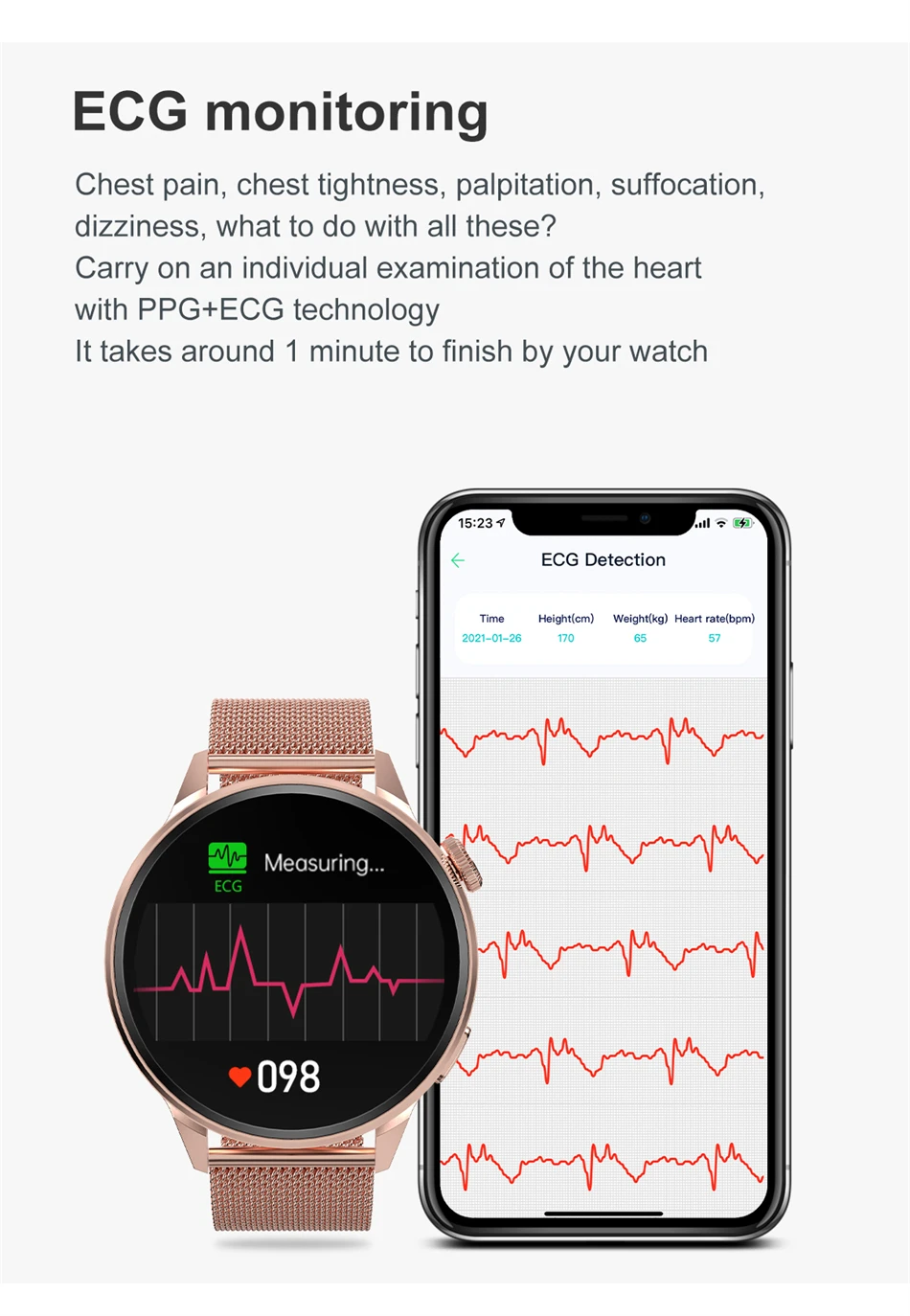 Novi NFC pametni sat - za žene i muškarce EKG + PPG Pametni sat za otkucaje srca BT poziv GPS praćenje kretanja Sport Smartwatch Samsung Android IOS