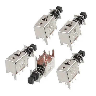 AC 220V 3A NO NC самоблокирующийся Тип DPDT кнопочный переключатель 5 шт