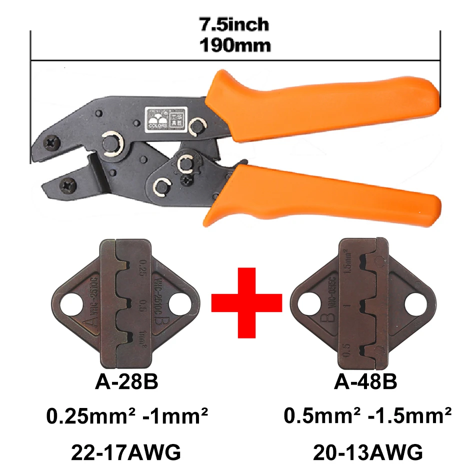 Обжимные плоскогубцы несколько обжимных штампов набор проводов Dupont терминалы инструменты для термоусадочных разъемов неизолированные наконечники - Цвет: SN28-48B
