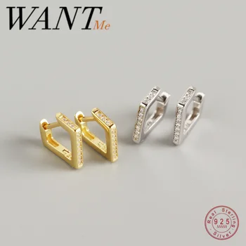 

WANTME Fashion Minimalist White Zircon Geometric Quadrilateral Small Stud Earrings for Women Party Birthday Jewelry Gift 2020