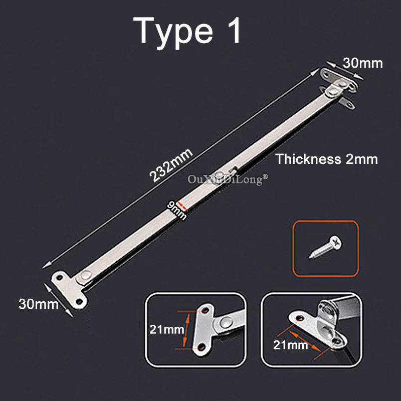HOT 10PCS Stainless Steel 2 Fold Pull Rod Kitchen Cabinet Hinges Cabinet Door Turn Down Support Bar Furniture Connect Fittings - Цвет: Type 1
