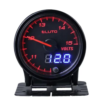 

Eluto Universal 12V 2 Inch 52mm Car Voltage Gauge Meter Digital & Indicator Pin Double Display 10 Color LED Display Volt Meter