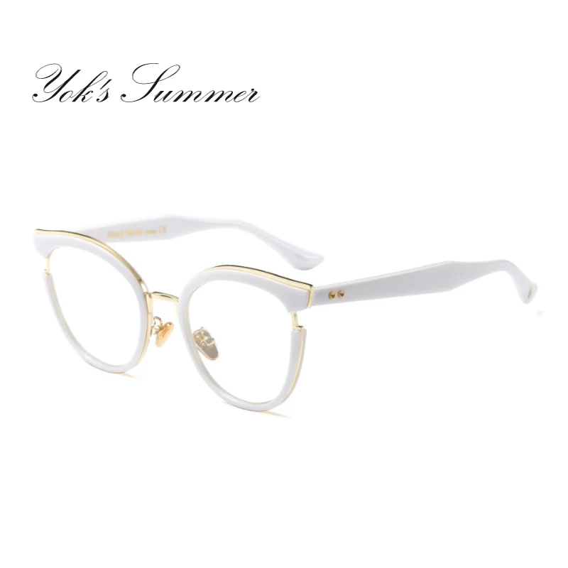 C6 White Frame YOK'S для женщин Кошачий глаз оптические очки по рецепту Рамки Винтаж Леопард большой ПК близорукость очки модные украшения очки W1358 - Цвет оправы: C6 White Frame