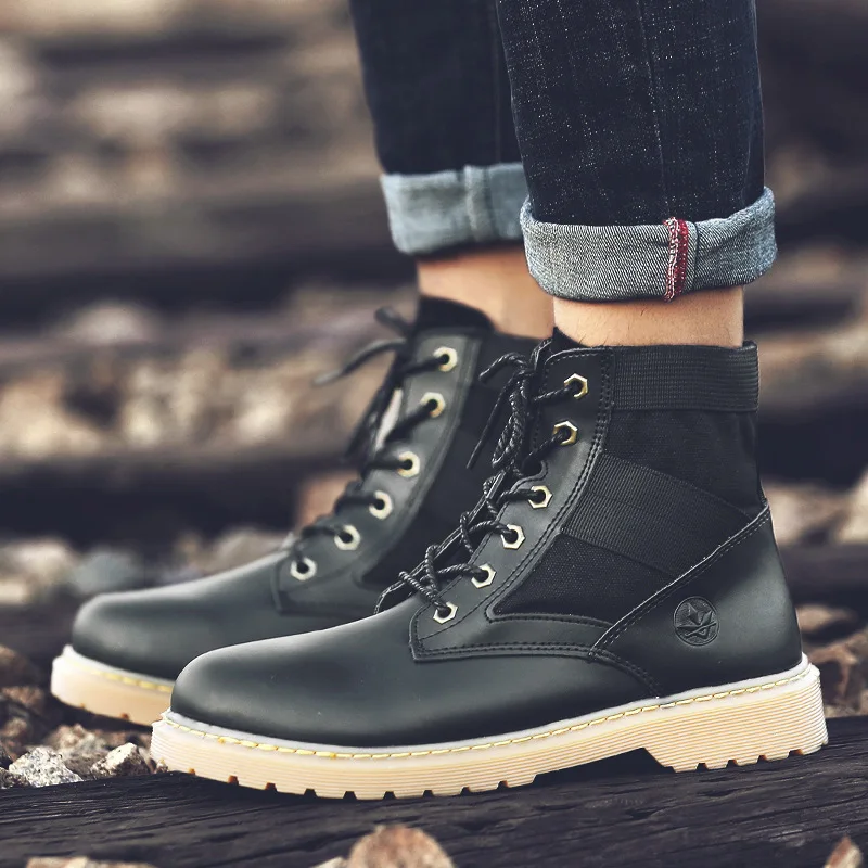 Армейские ботильоны в стиле милитари Мужская обувь с высоким берцем Сезон весна