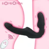 10 Speeds Strapless Strapon Dildo Vibrator Female Double Vibrating G Spot Adult Sex Toys for Women Couple Anal Prostate Massager 1