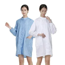 Антистатические комбинезоны с длинным рукавом с отворотами и пуговицами в полоску, изготовленные на заказ сетчатые беспылевые комбинезоны, синие белые рабочие