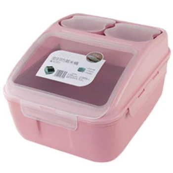 

Double Sealed Rice Storage Containers Kitchen Grain Storage Box with Pulley Large Capacity Bucket