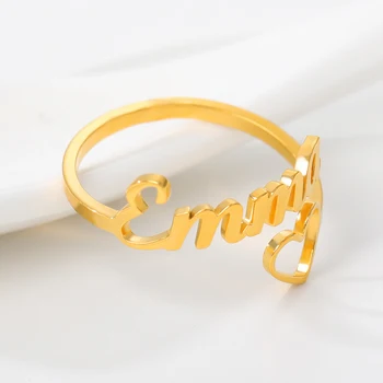 

Gold Silver Stackable Personalized Name Ring For Women Custom Jewelry Anillos Mujer Stainless Steel Letter Heart Rings BFF Gifts