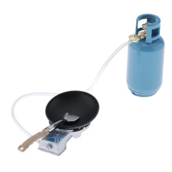 

12th Miniature Kitchen Gas Tank Stove Wok Shovel Toy Furniture Accessory 1:12 Dollhouse Kitchen Furniture Pretend Play Toys