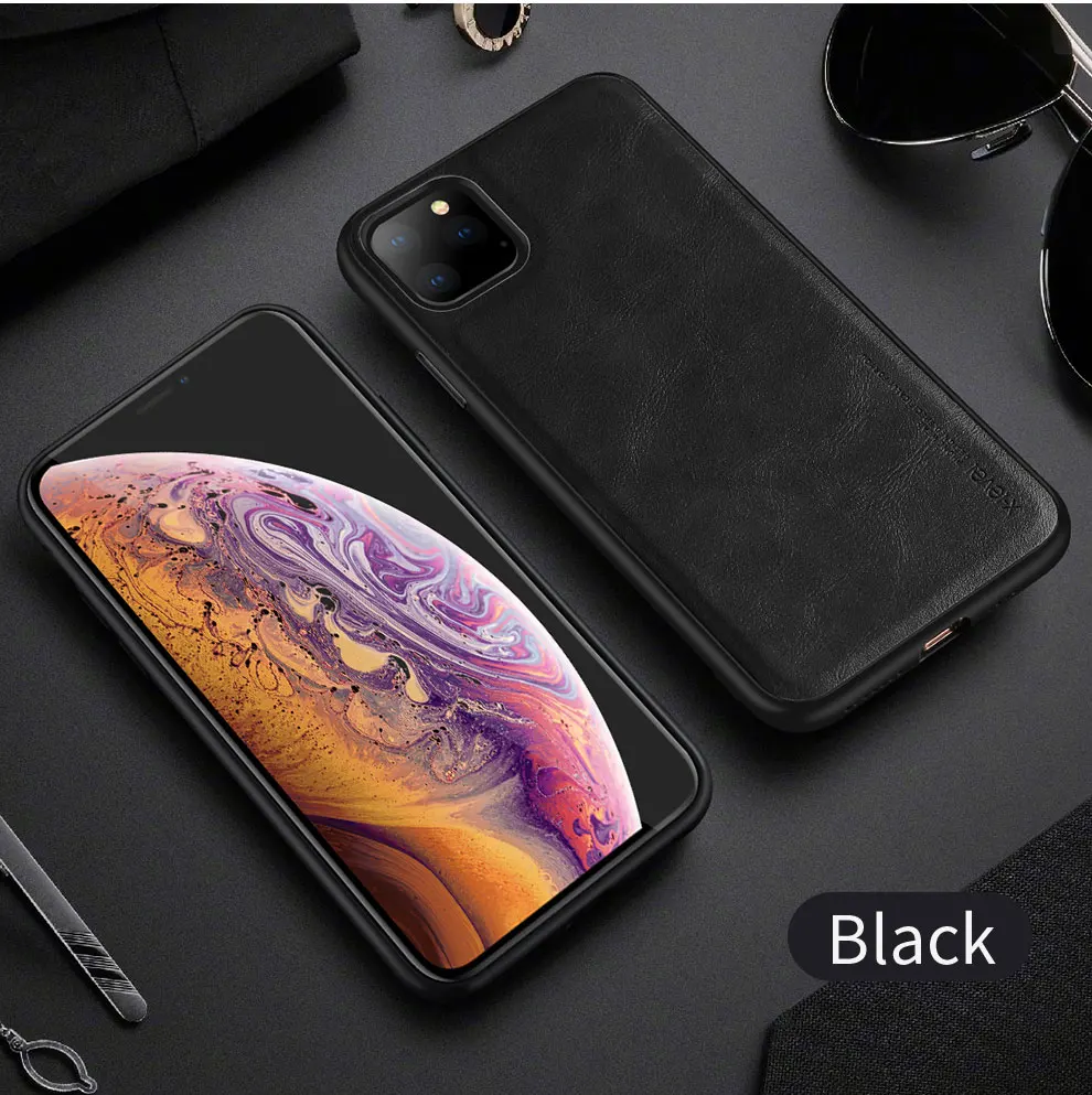 TIKITAKA кожаный чехол в винтажном стиле для iPhone 11 11 Pro Max XR X XS Max 8 7 6 6s Plus, Ультра мягкий силиконовый чехол-светильник - Цвет: Black