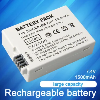 

LP-E8 Lithium Polymer Battery 7.4V 1500mAh LP-E8 Li-ion Battery For Canon EOS 550D 600D 650D 700D X4 X5 Li-Po Battery