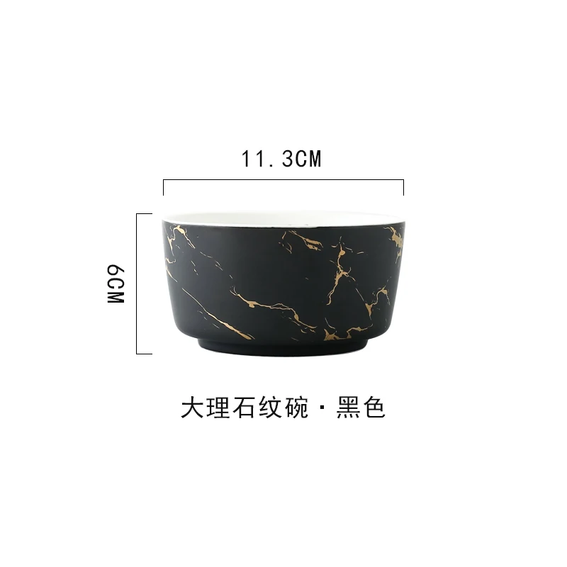 Белое и черное золотистое круглое золото тактный керамический набор обеденных тарелок фарфор столовая посуда миска для рисового супа блюдо украшение дома - Цвет: see chart