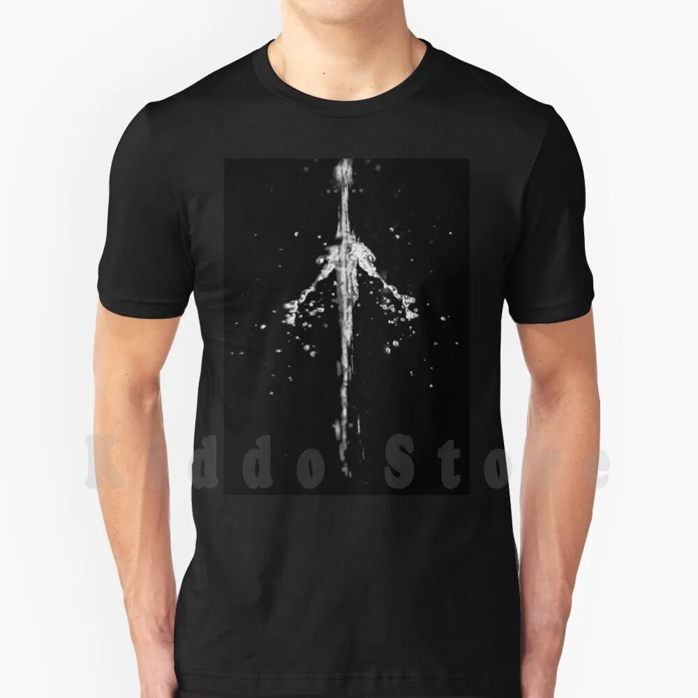 Splash #4-Claymore T Shirt Cotton Men Diy Print Cool Tee Kingfisher Splash Reflection Sword Claymore Black White Airbnb
