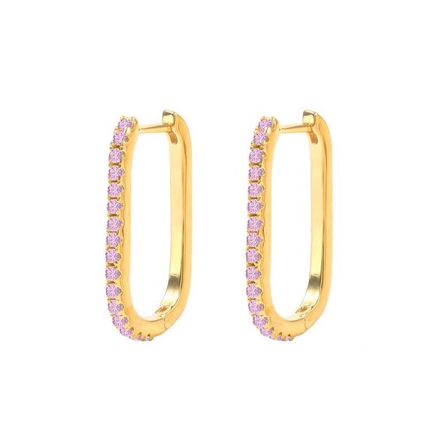 925 Sterling Silver All Pink Crystal Pave Hoop Earrings Pink Cubic Zirconia Stone Heart Moon Star Charm Earrings Jewelry