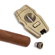 Cigar Cutter ze stali nierdzewnej v-cut wbudowany cygaro dziurkacz cygaro cios i uchwyt cygaro męska gadżet prezent dla przyjaciela