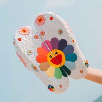 

2020 Women Flat Slippers Cute Flower Slides Print Floral Shoes Woman Soft Female Ladies Casual Beach Sandals New Hot Summer