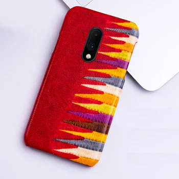 

Genuine leather Phone Case For Oneplus 7 7T Pro 6t 6 Case Color Printing Cowhide Cover For oneplus 3t 3 5t 5 7PRO Case