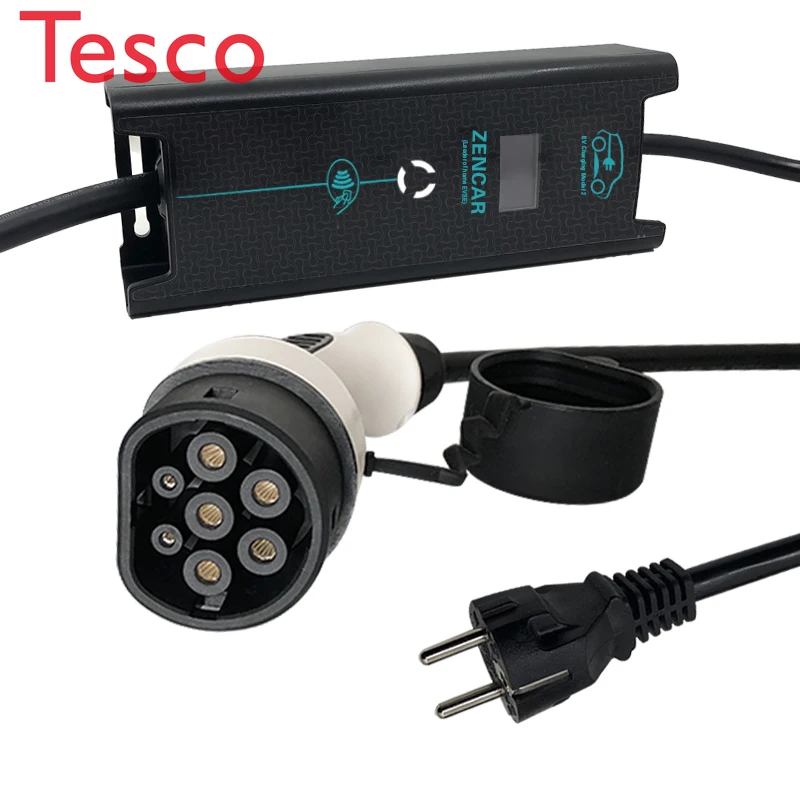 

6A 8A 10A 12A 16A portable 62196 Type 2 EVSE charger with schuko plug
