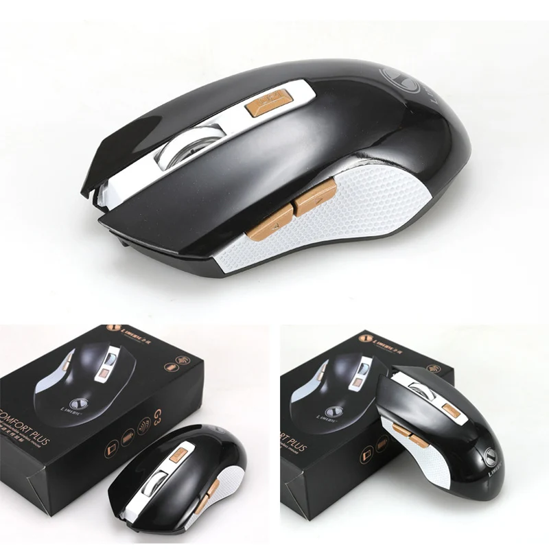 USB игровая беспроводная мышь 2,4 ГГц мини 6 клавиш Профессиональный Компьютер эргономичная мышь ПК геймер мыши для настольного компьютера ноутбука - Цвет: Черный