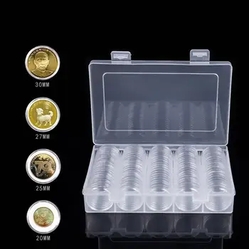 

100pcs 30mm Coin Cases Capsules Applied Transparent Portable Round Storage Holder Plastic Box Scratch Resistance
