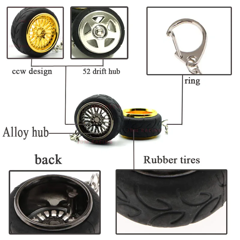 Автомобильные брелоки зубчатые колеса обод шины фигурный брелок для CCW CVT Модель брелок алюминиевое колесо, втулка обода колеса автомобиля keyrin