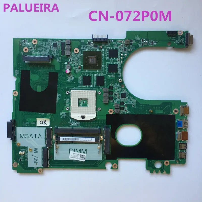PALUBEIRA DA0R09MB6H1 DA0R09MB6H3 REV H CN-072P0M 72P0M для dell inspiron 5720 7720 ptop материнская плата HD4000 GT650M DDR3