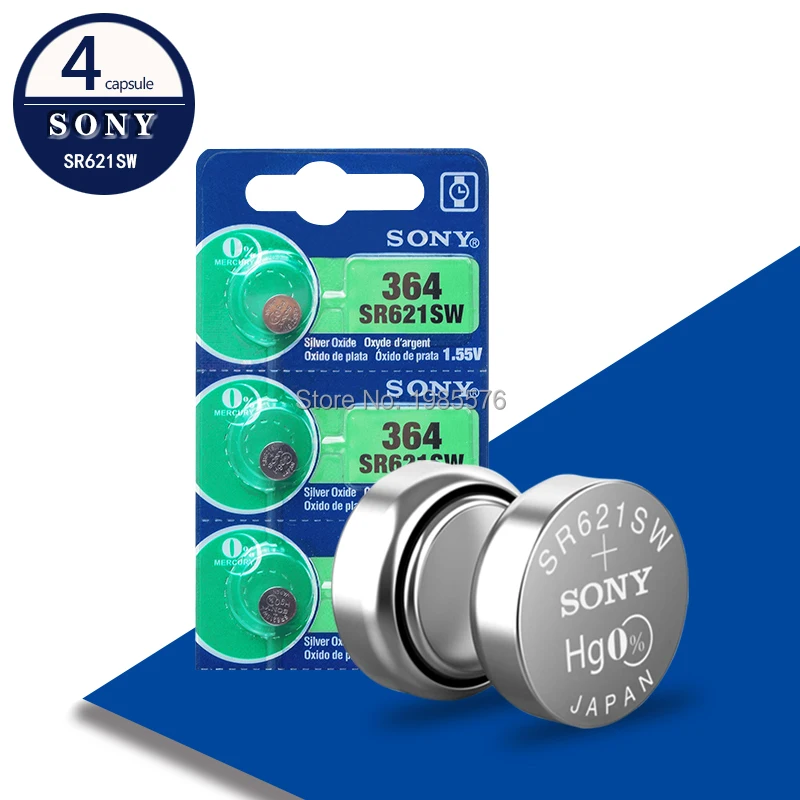 4 шт. для часов sony 621 батарея AG1 LR621 sr621sw 364A 1,5 в LR60 оксид серебра батарейка для часов электронный калькулятор