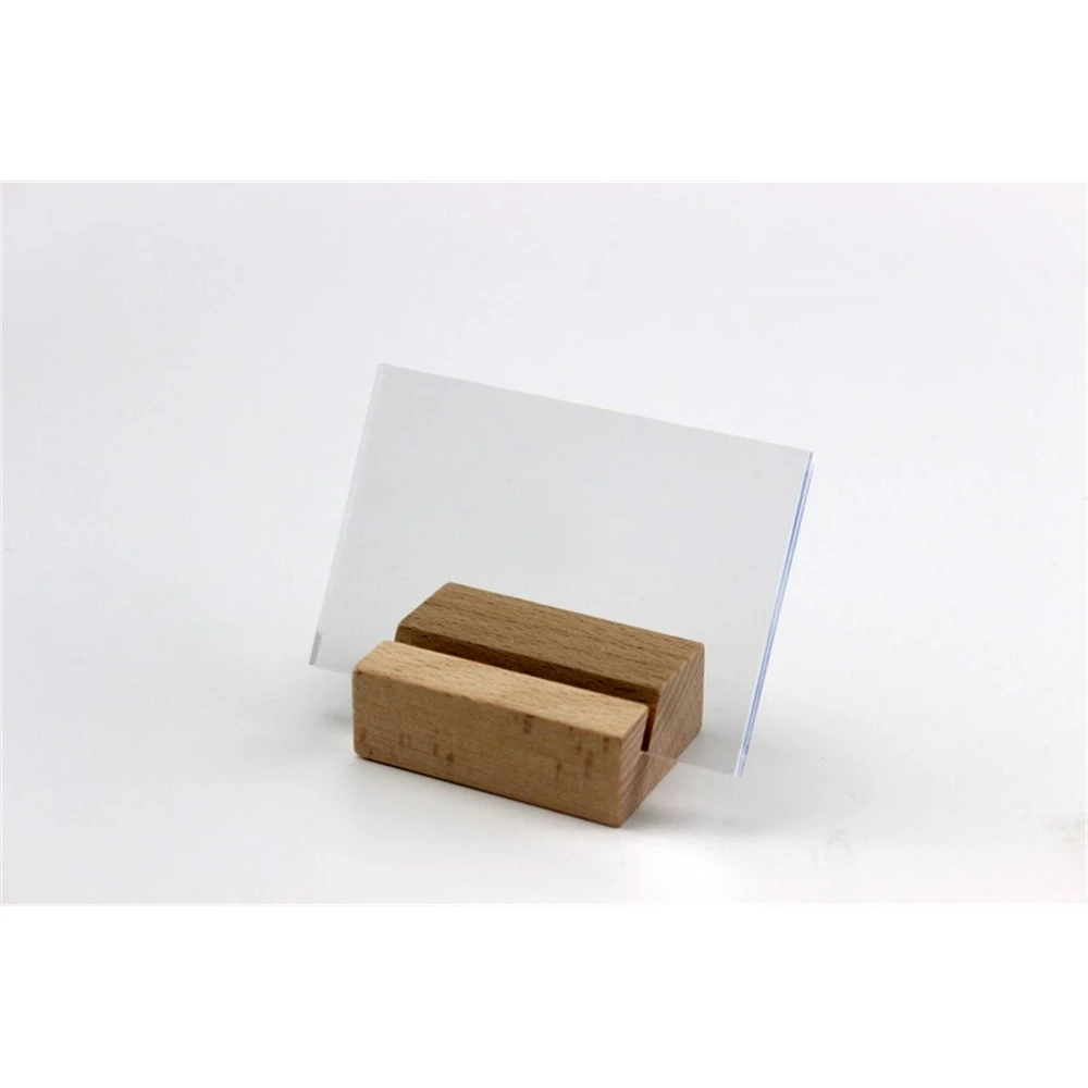 120*80mm Acrylic Menu Display Wood Photo Picture Label Holder Name Card
